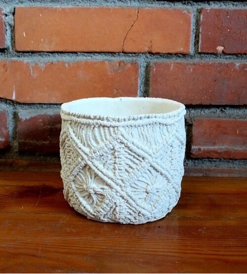 Doniczka Makrama kremowa