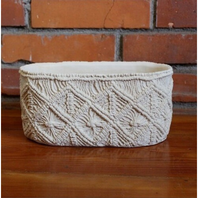 Doniczka Makrama korytko kremowe