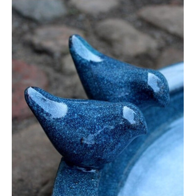 Poidełko okrągłe z 2 ptaszkami petrol ceramika