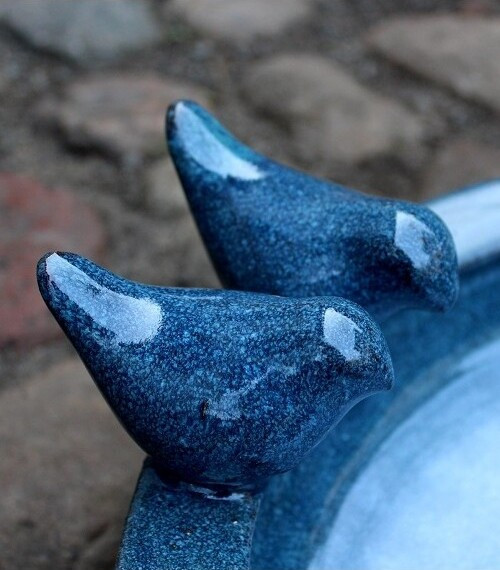 Poidełko okrągłe z 2 ptaszkami petrol ceramika