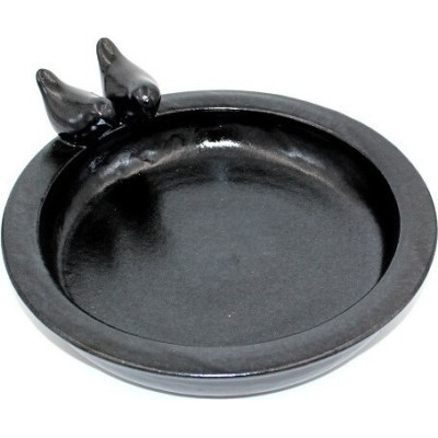 Poidełko okrągłe z 2 ptaszkami czarne ceramika