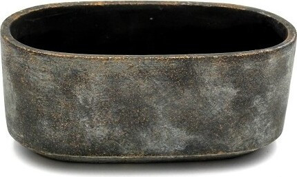 Doniczka Saar ciemnoszare ze złotem korytko I