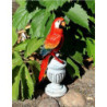 Papuga czerwona siedząca na urnie