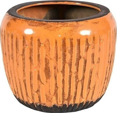 Doniczka Etno pękata pomarańczowa