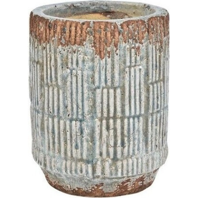 Doniczka Fiore błękitna prążki wysoka