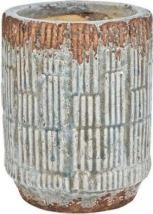 Doniczka Fiore błękitna prążki wysoka