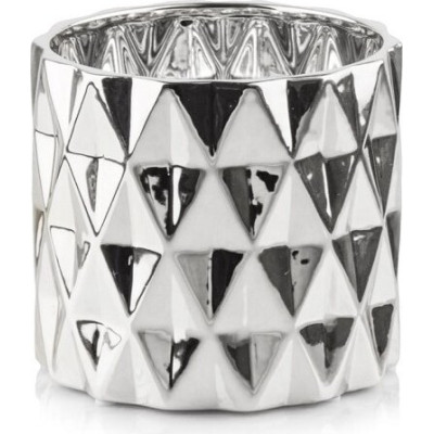 Doniczka Mirror Diament srebrny diamentowy walec