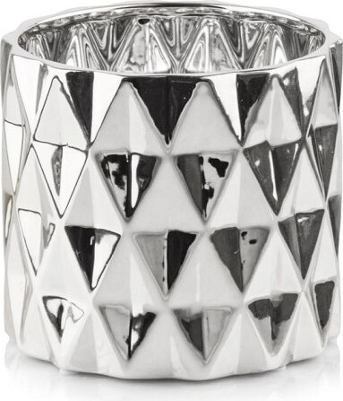 Doniczka Mirror Diament srebrny diamentowy walec
