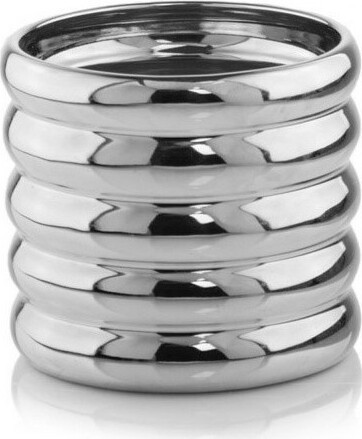 Doniczka Mirror walec prążkowany srebrny