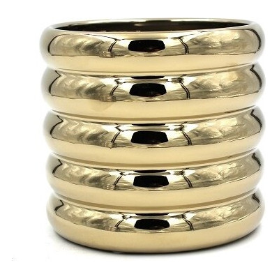 Doniczka Mirror walec prążkowany złoty