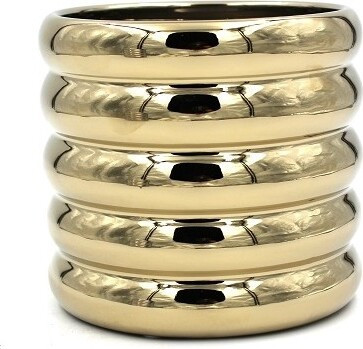 Doniczka Mirror walec prążkowany złoty