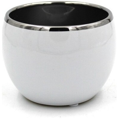 Doniczka Mirror biała ze srebrnym rantem kulista