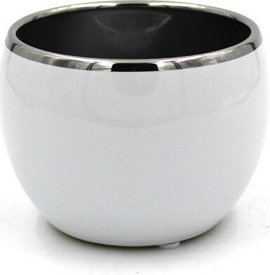 Doniczka Mirror biała ze srebrnym rantem kulista