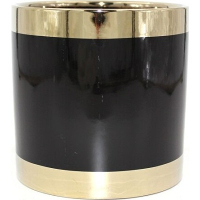 Doniczka Emerald walec czarno-złoty
