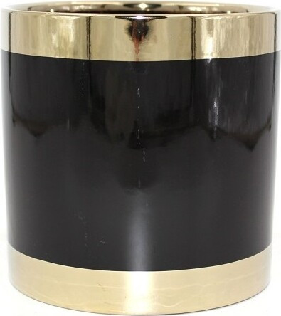 Doniczka Emerald walec czarno-złoty