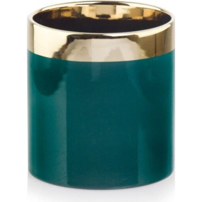 Doniczka Emerald walec zielono-złoty