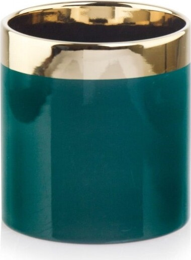 Doniczka Emerald walec zielono-złoty