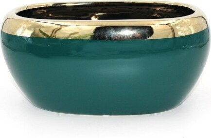 Doniczka Emerald owalna zielono-złota