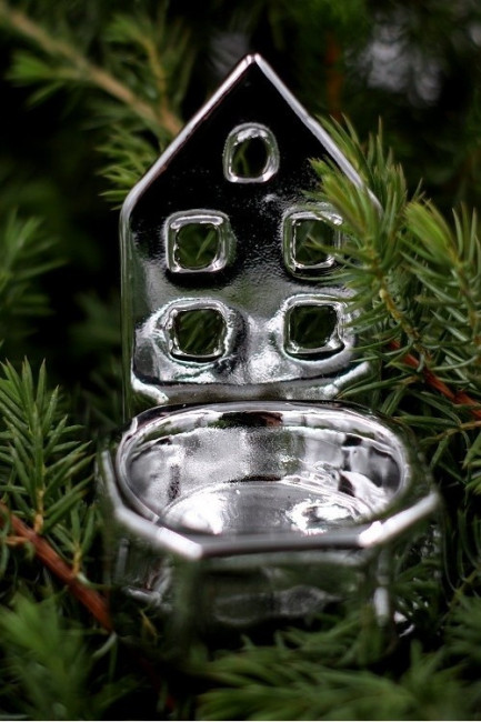 Świecznik tealight Domek srebrny