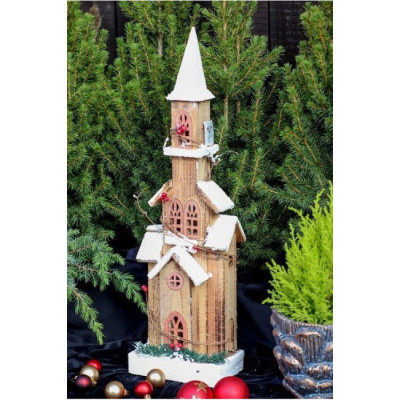 Domek LED ośnieżony drewniany