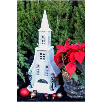 Domek LED ośnieżony biały duży