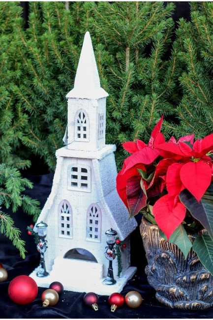 Domek LED ośnieżony biały duży