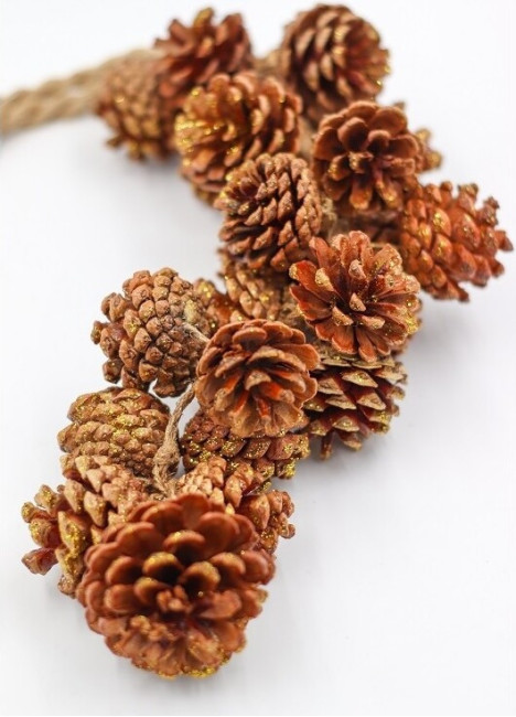 Girlanda Szyszki ze złotym brokatem