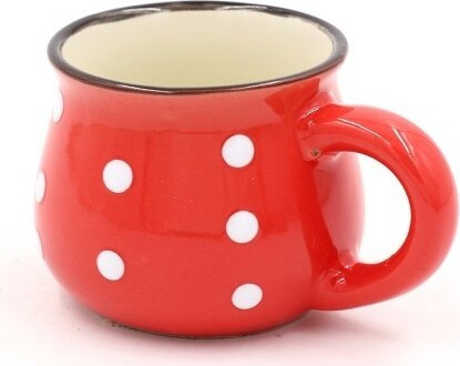 Kubek ceramiczny w kropki czerwony