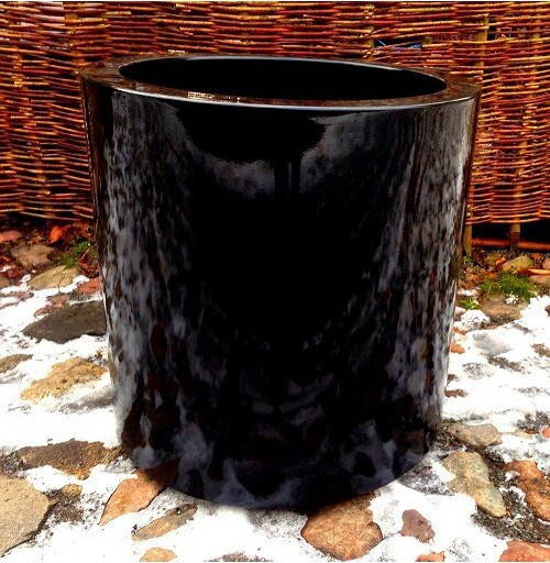 Donica z włókna szklanego duży czarny walec