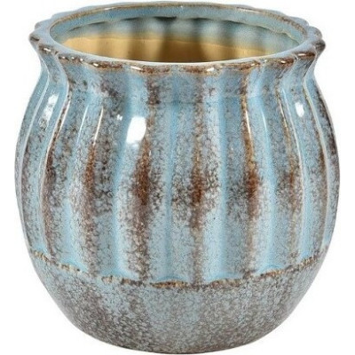 Doniczka Azur Old błękitna żebrowana