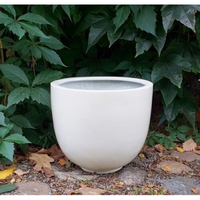 Donica klasyczna okrągła kremowa z włókna szklanego