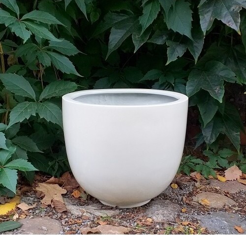 Donica klasyczna okrągła kremowa z włókna szklanego