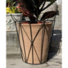 Kwietnik - Doniczka terakota jasna w metalowym koszu