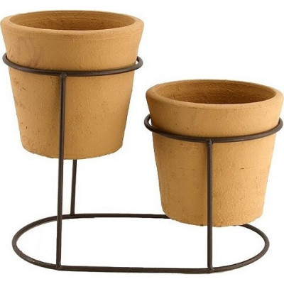 Kwietnik stojący z doniczką DUO jasna terakota