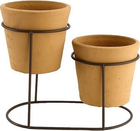 Kwietnik stojący z doniczką DUO jasna terakota