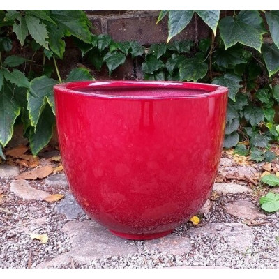 Donica klasyczna okrągła czerwona z włókna szklanego