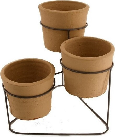 Kwietnik stojący z doniczką TRIO jasna terakota