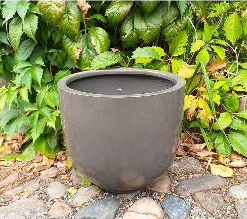 Donica klasyczna okrągła szara z włókna szklanego