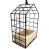 Klatka metal czarna z drewnianą skrzynką