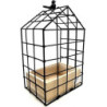 Klatka metal czarna z drewnianą skrzynką