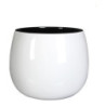 Okrągła biała donica z czarnym rantem z włókna szklanego