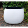 Owalna biała donica z czarnym rantem z włókna szklanego
