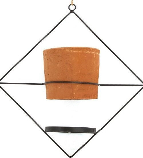 Kwietnik wiszący z doniczką MONO ciemna terakota