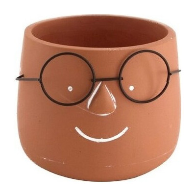 Doniczka terakota ciemna w okularach