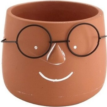 Doniczka terakota ciemna w okularach