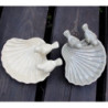 Poidełko ceramiczne muszla z ptaszkami krem