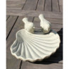 Poidełko ceramiczne muszla z ptaszkami oliwka