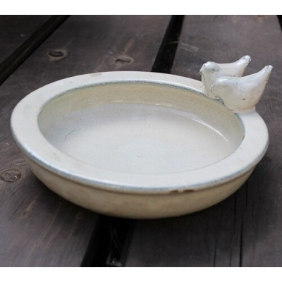 Poidełko okrągłe z 2 ptaszkami białe ceramika