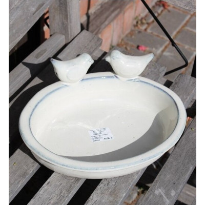 Poidełko owalne białe z ptaszkami