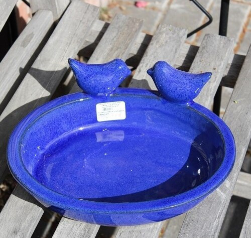 Poidełko owalne niebieskie z ptaszkami